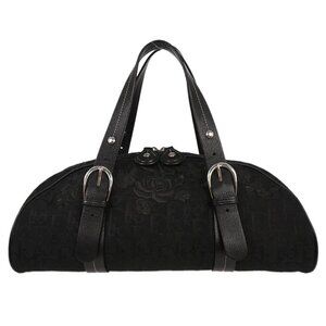 Christian Dior Black Floral Embroidered Trotter Handbag